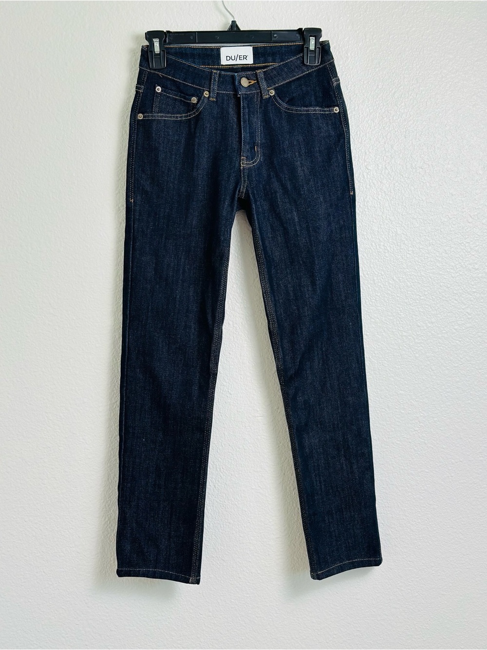 DU/ER Women’s Performance Slim Straight Dark Indigo Denim Jeans Size 24x32